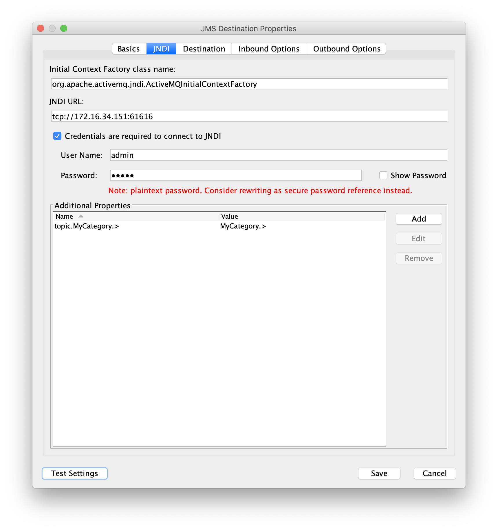 ActiveMQ Inbound - JNDI