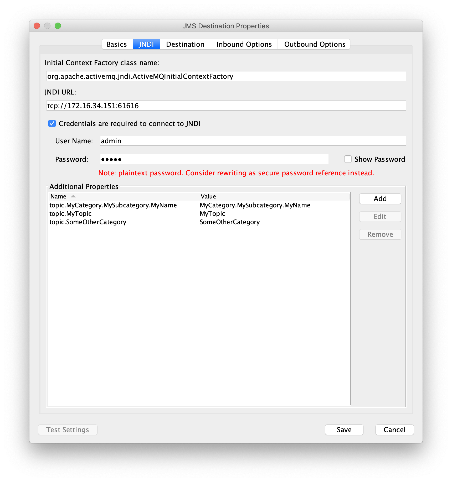 ActiveMQ Outbound - JNDI