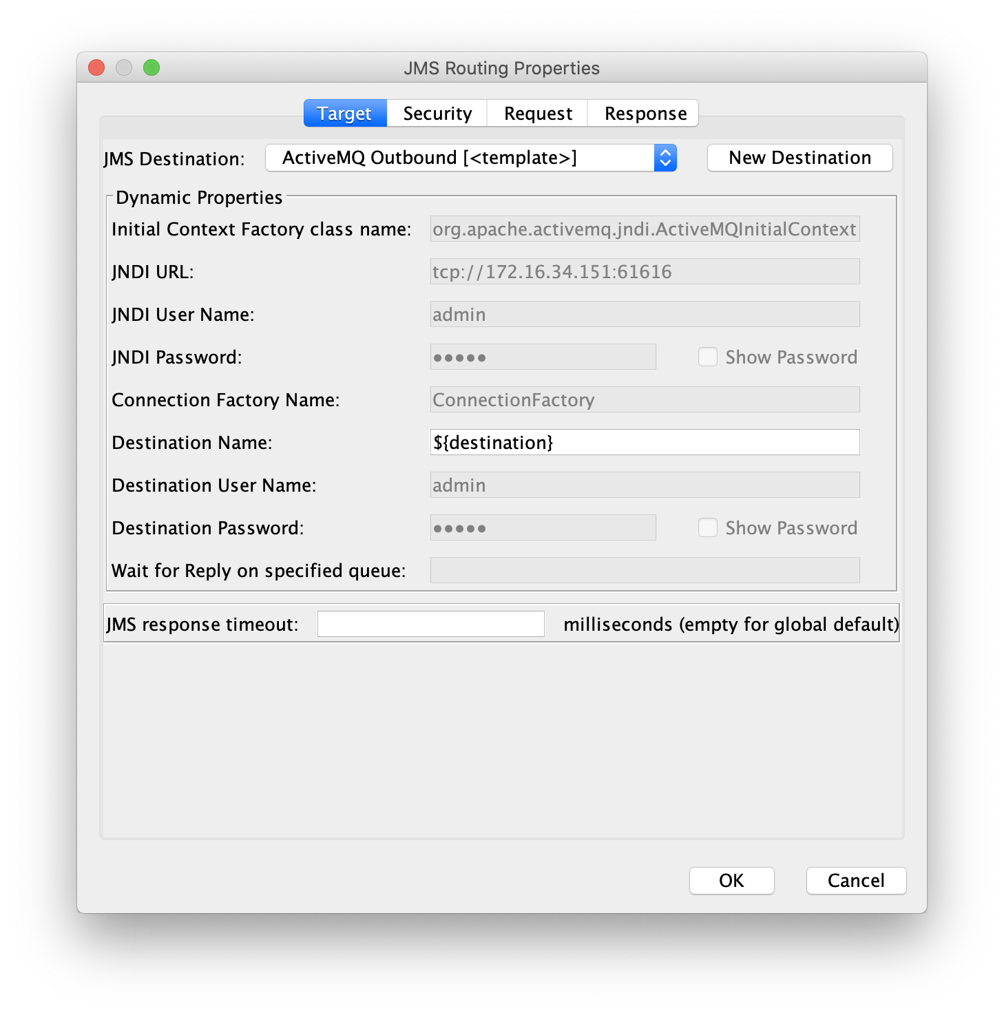 JMS Publish Policy - Route via JMS Properties - Target